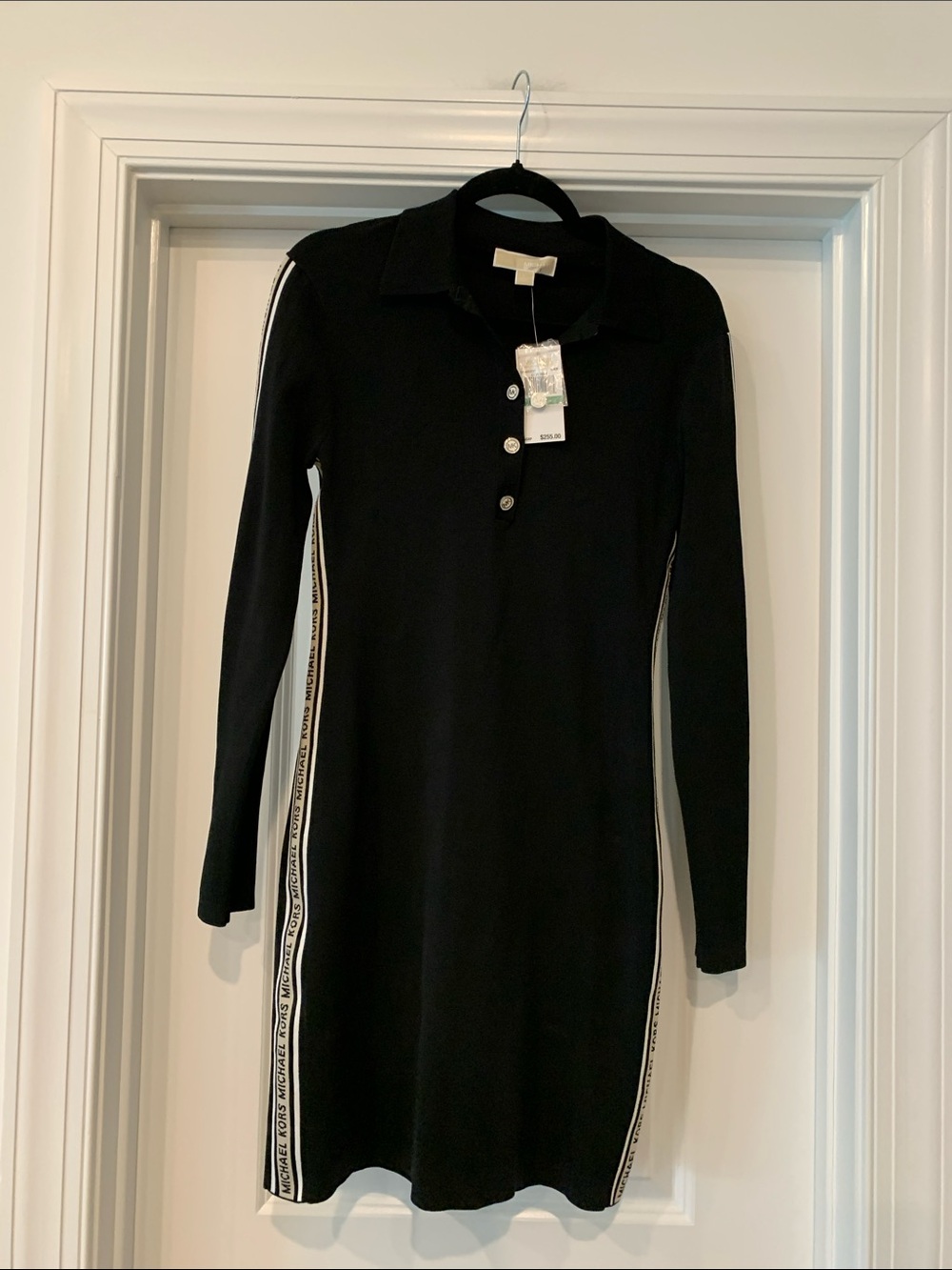 Michael Kors Black Long-Sleeve Polo Knit Dress with Side Tape Dillards($255) L